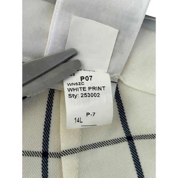 Banana Republic Ryan Pants Size 14L White Black Checkered Mid Rise Straight Leg - Picture 10 of 13